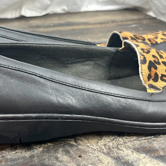 Clarks Collection Womens Leather Slip on Loafers Bayou Black Leopard Size 11W - Picture 7 of 8